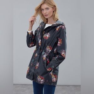 Joules Golightly Print Black Peony Packaway Jacket